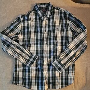 Vineyard Vines Navy and White Plaid Shirt